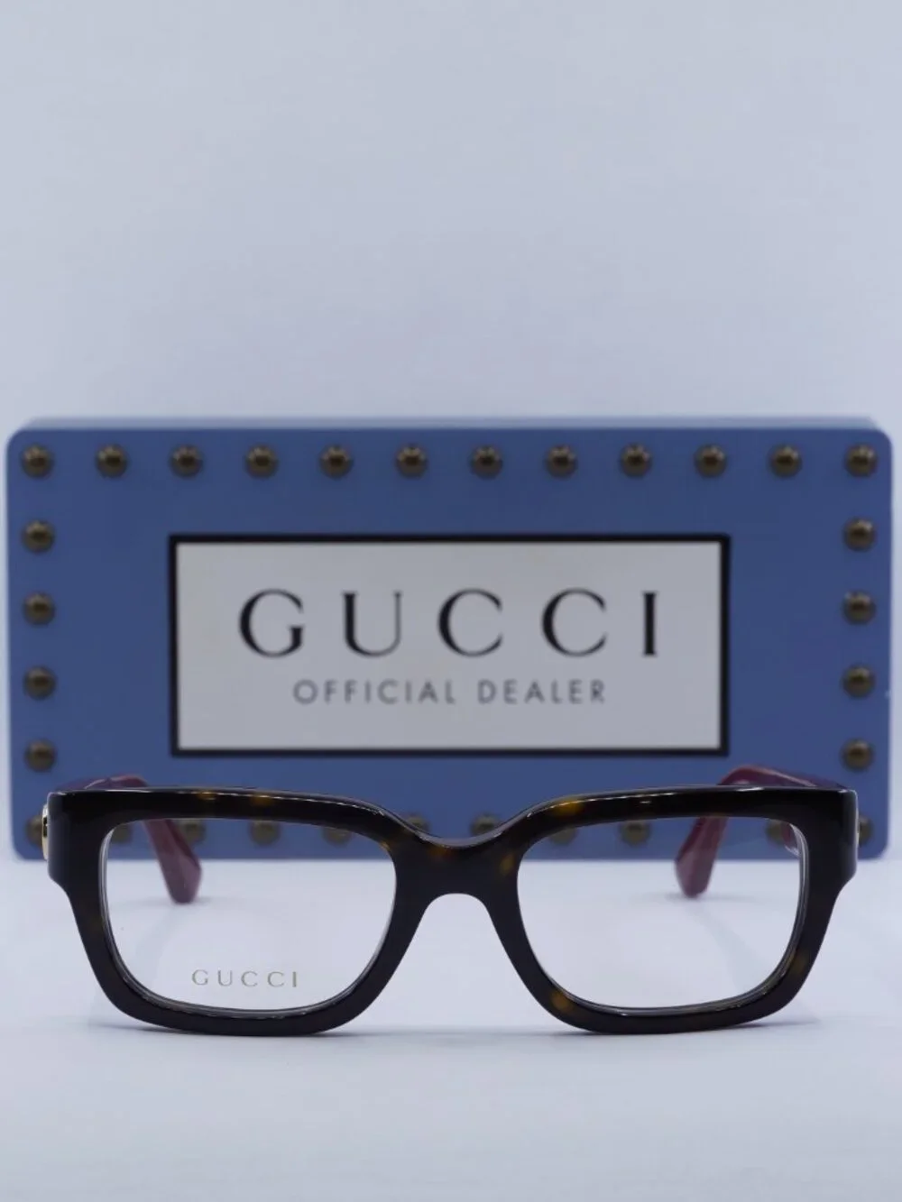 Gucci GG1666O 006 Square Eyeglasses - Havana with Red 53mm